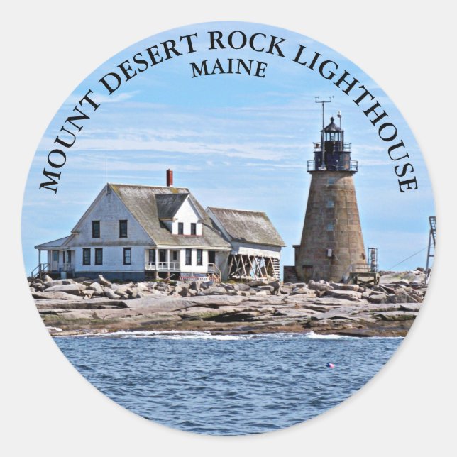 Mount Desert Rock Lighthouse, Maine Round Stickers (Front)