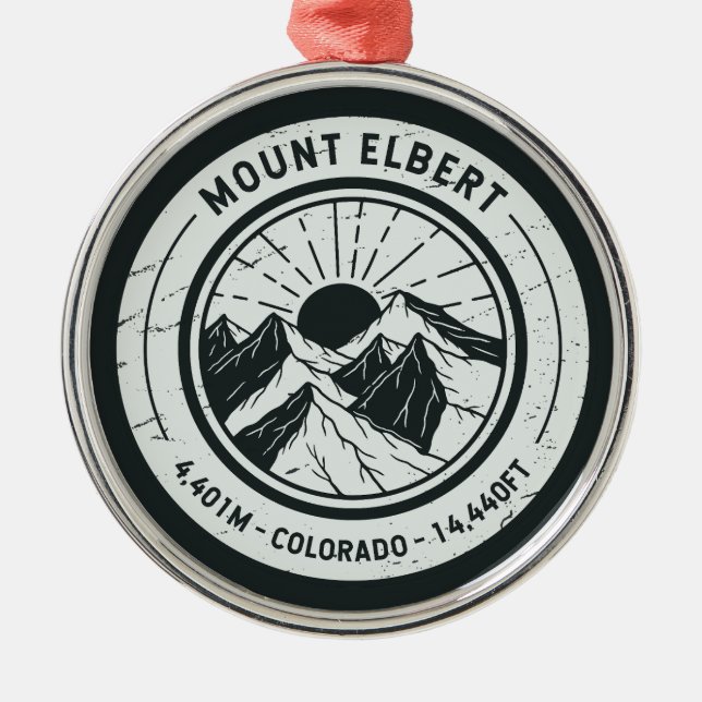 Mount Elbert Colorado Hiking Skiing Travel Metal Ornament (Front)