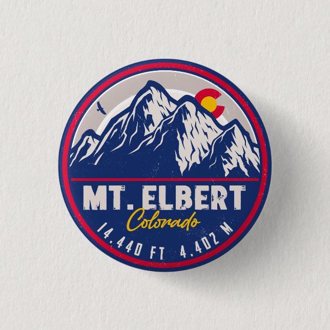 Mount Elbert Mount Elbert 14ers Retro Sunset 3 Cm Round Badge (Front)