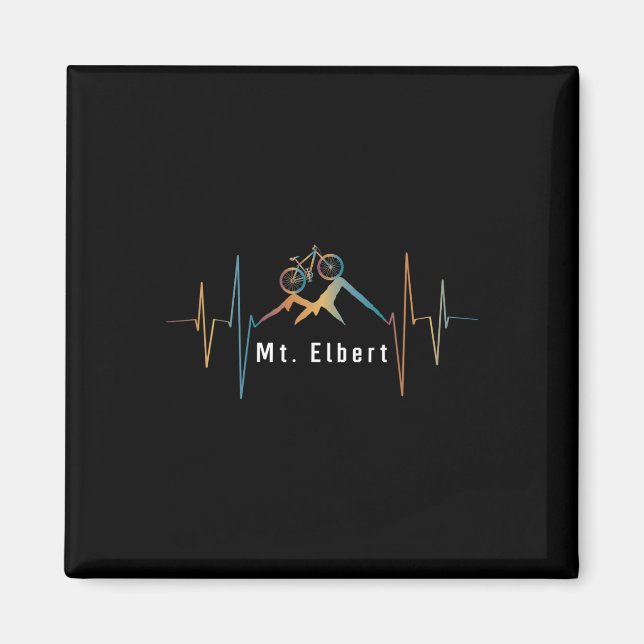 Mount Elbert Summit Mountain Biking Retro Heartbea Magnet (Front)