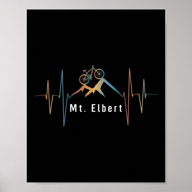 Mount Elbert Summit Mountain Biking Retro Heartbea Poster (Front)