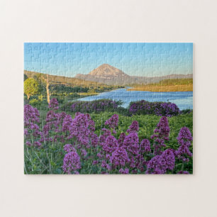 Mount Errigal and flowers in Donegal, Ireland Jigsaw Puzzle