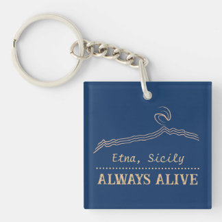 Mount Etna Sicily Always Alive Minimalist Mountain Key Ring