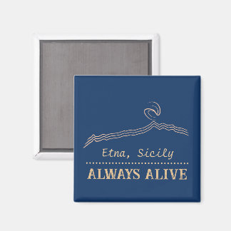 Mount Etna Sicily Always Alive Minimalist Mountain Magnet