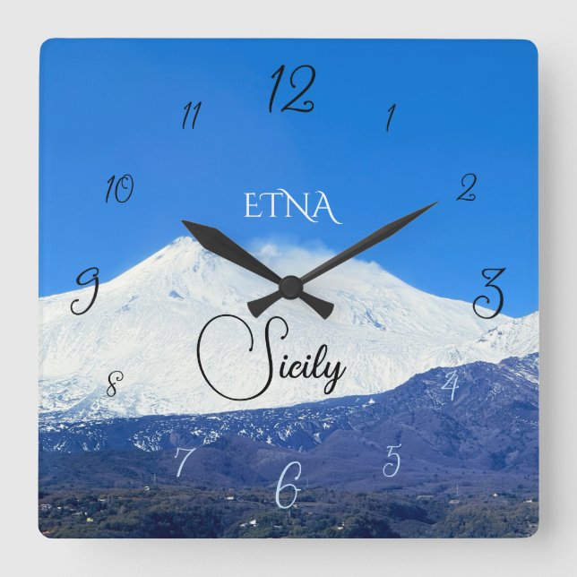 Mount Etna, Sicily Square Wall Clock (Front)