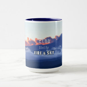 Mount Etna Volcano Smoking Evenning Mug
