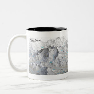Mount Everest 3D Map with Labels Two-Tone Coffee Mug