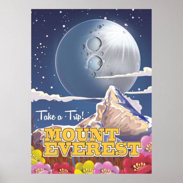 Mount Everest Cartoon travel poster (Front)