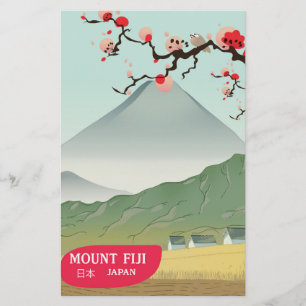 mount fiji Japan vintage travel print Stationery