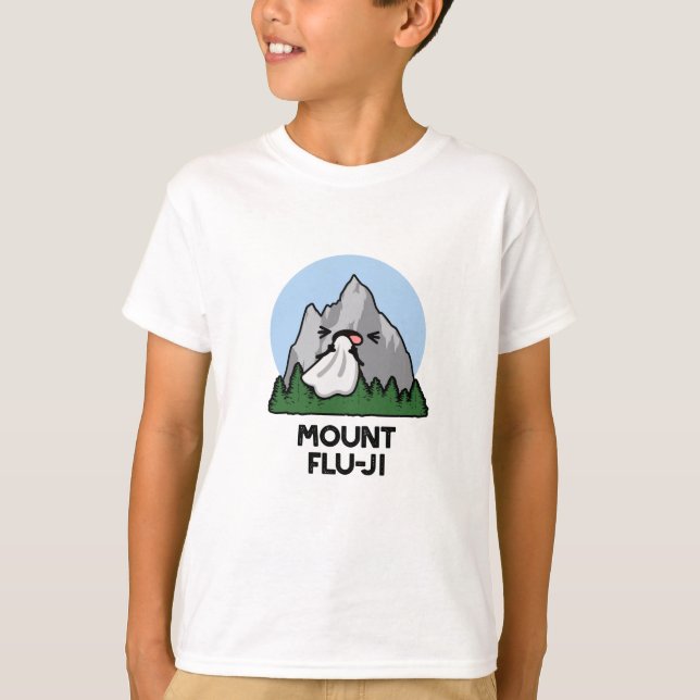 Mount Flu-ji Funny Mountain Pun  T-Shirt (Front)
