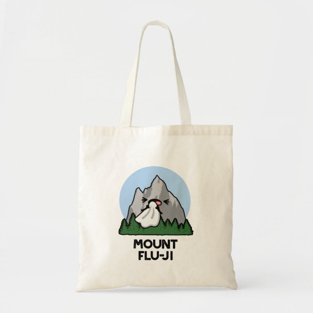Mount Flu-ji Funny Mountain Pun Tote Bag (Front)