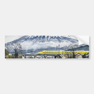 Mount Fuji and the Shinkansen Doctor Yellow Bumper Sticker