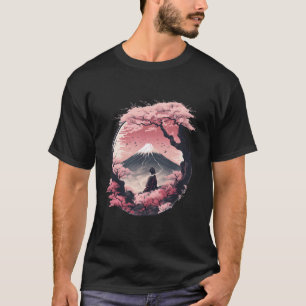 Mount Fuji Cherry Blossoms Geisha Japanese Garden T-Shirt