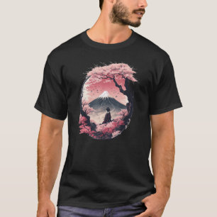Mount Fuji Cherry Blossoms Geisha Japanese Garden  T-Shirt