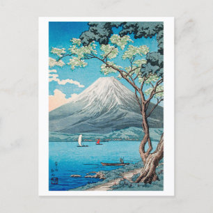 Mount Fuji from Lake Yamanaka Japanese Woodblock Postcard