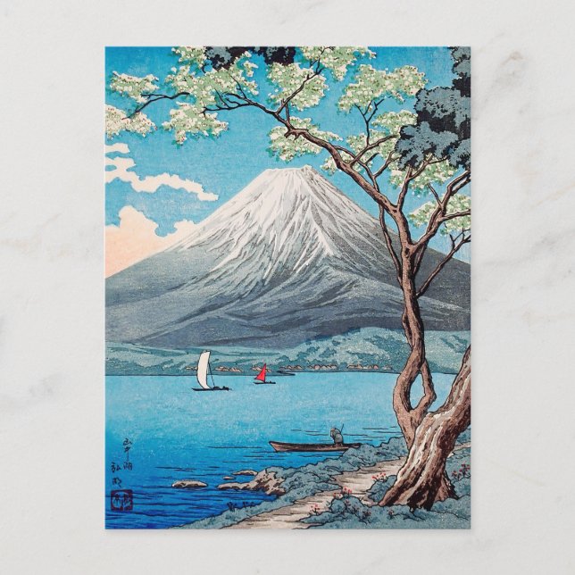 Mount Fuji from Lake Yamanaka, Takahashi, Japanese Postcard (Front)