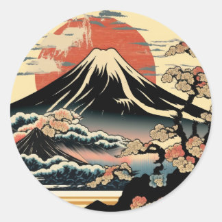 Mount Fuji, Fugaku, fujiyama, Ukiyo-e Art, Classic Round Sticker