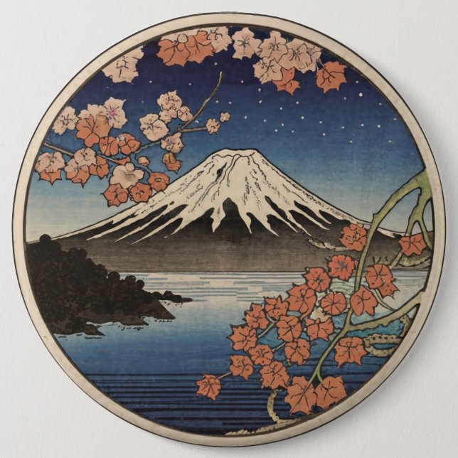 Mount Fuji Fujisan 6 Cm Round Badge (Front)