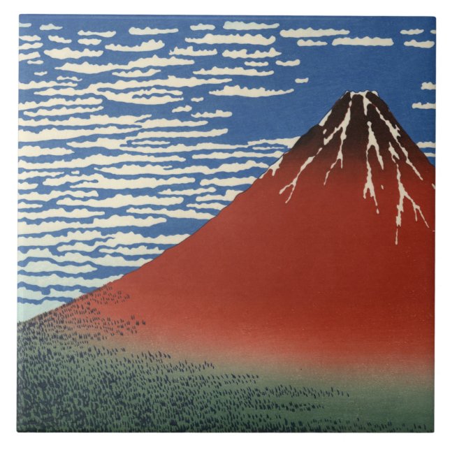 Mount Fuji in Clear Weather (Red Fuji) (Hokusai) Ceramic Tile (Front)