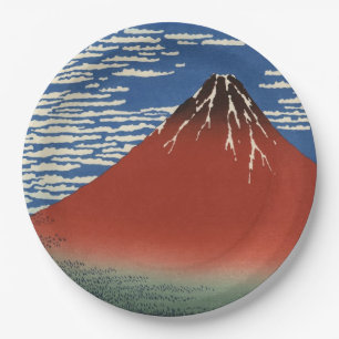 Mount Fuji in Clear Weather (Red Fuji) (Hokusai) Paper Plate