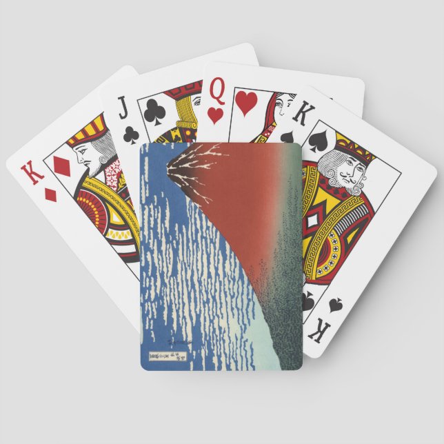 Mount Fuji in Clear Weather (Red Fuji) (Hokusai) Playing Cards (Back)
