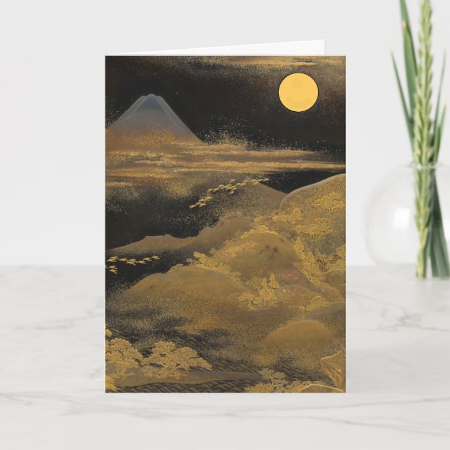 Mount Fuji in Moonlight - Golden: Blank  Card (Front)