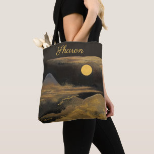Mount Fuji in Moonlight  - Golden: Tote Bag