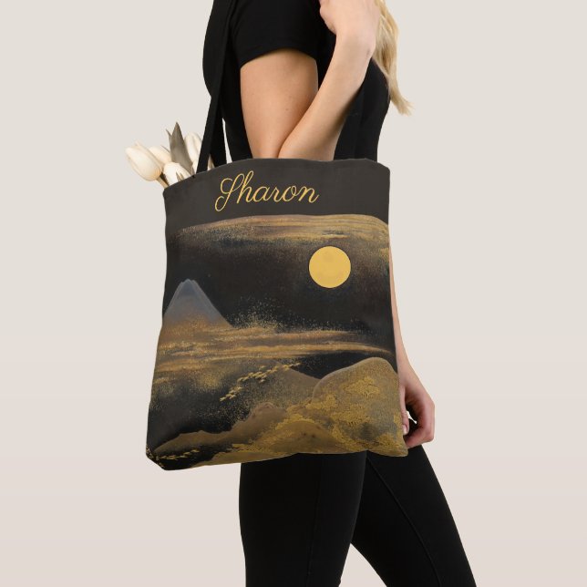 Mount Fuji in Moonlight  - Golden: Tote Bag (Close Up)
