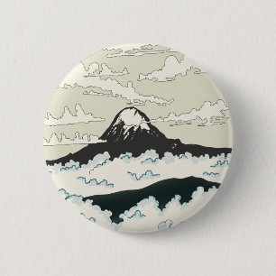 Mount Fuji Japan art block. 6 Cm Round Badge