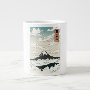 Mount Fuji Japan art block. Large Coffee Mug