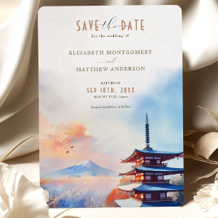 Mount Fuji Japan Chuerito Pagoda Save the Date Invitation