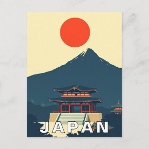 Mount Fuji Japan Minimalist Vintage Postcard