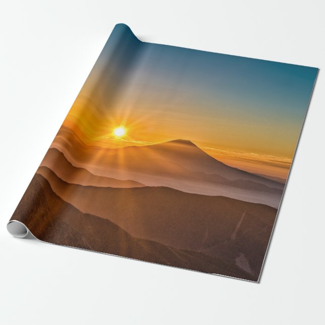Mount Fuji Japan Sunset Sunrise Wrapping Paper (Unrolled)