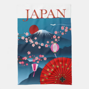 Mount Fuji Japan Vintage Travel Poster Tea Towel