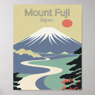 Mount Fuji Minimalist Vintage Travel Poster