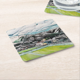 Mount Fuji Painting by Alfred Fox Square Paper Coaster