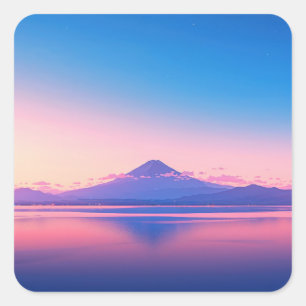 Mount Fuji Reflecting on Calm Lake Square Sticker