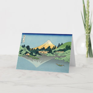 Mount Fuji reflects in Lake Kawaguchi, Hokusai Card