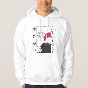 mount fuji retro japanese kanji hoodie