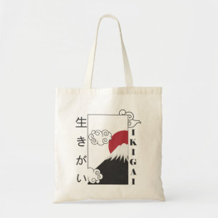 mount fuji retro japanese kanji tote bag