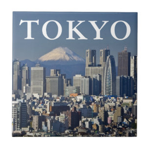 Mount Fuji Shinjuku District Skyline Tokyo Japan Ceramic Tile