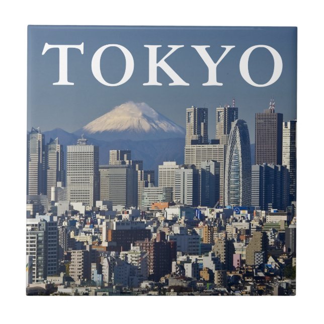 Mount Fuji | Shinjuku District Skyline Tokyo Japan Ceramic Tile (Front)