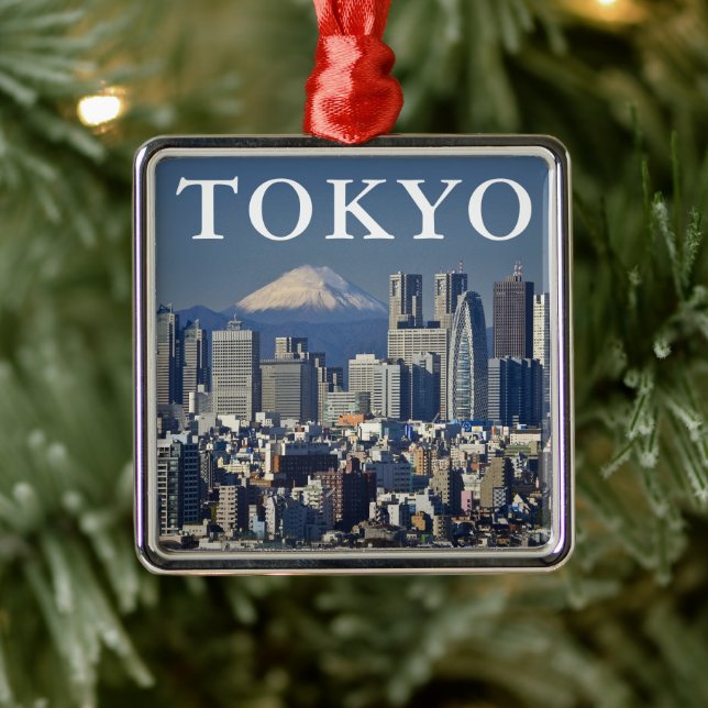 Mount Fuji | Shinjuku District Skyline Tokyo Japan Metal Ornament (Tree)