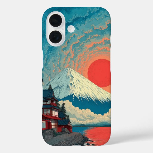Mount Fuji Sunset Japanese Art Phone Case (Back)