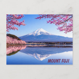 Mount Fuji surrounded by blooming cherry blossoms Postcard