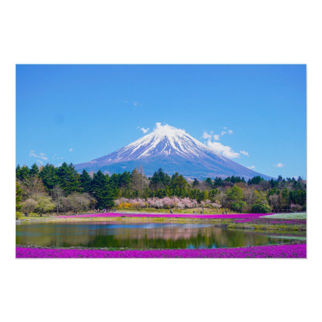 Mount Fuji Trees and Flowers Poster (Front)