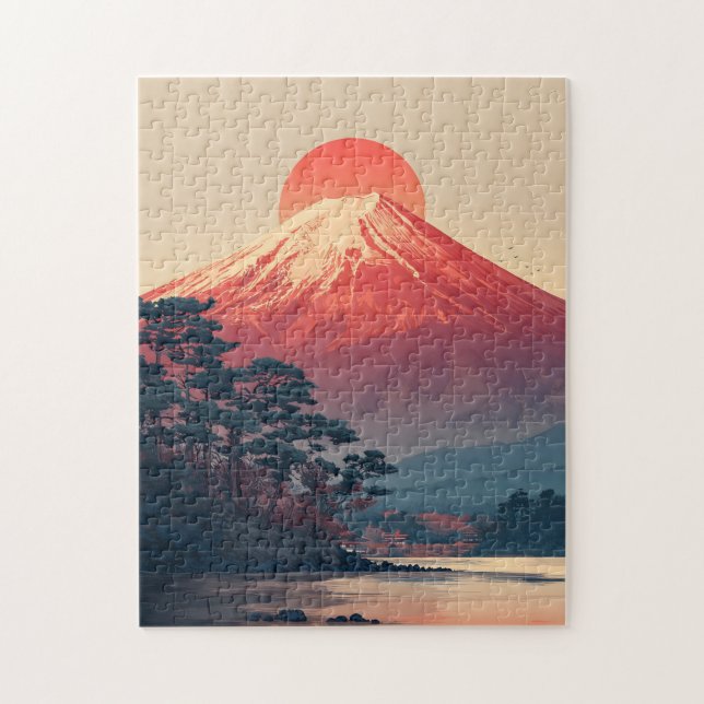 Mount Fuji vintage Jigsaw Puzzle (Vertical)