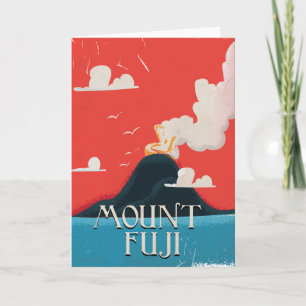 Mount Fuji Vintage locomotive Travel Poster Holiday Card