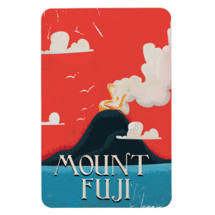 Mount Fuji Vintage locomotive Travel Poster Magnet