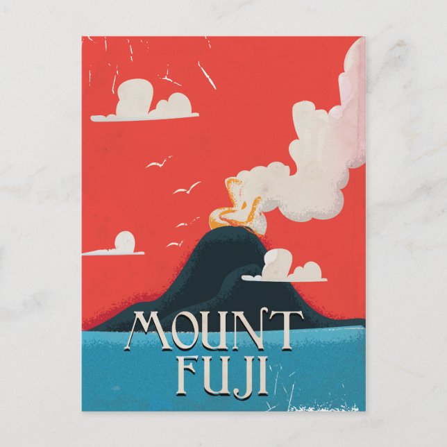 Mount Fuji Vintage locomotive Travel Poster Postcard (Front)